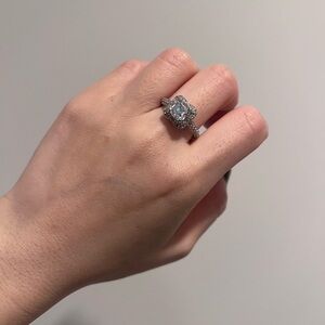 NWT Diamonique Silver Fancy Diamond Ring